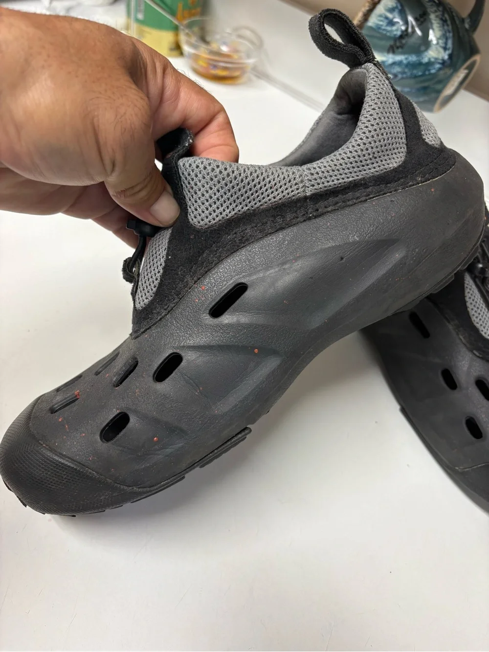 CROCS Black and Gray Slip-On Lightweight Clogs men’s size 8